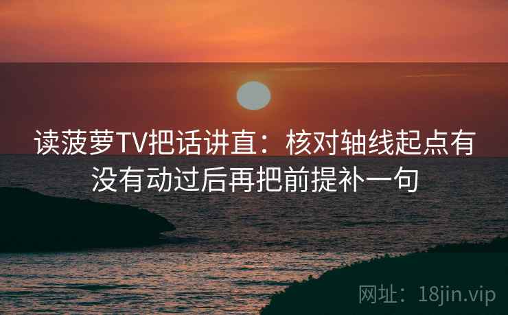 读菠萝TV把话讲直：核对轴线起点有没有动过后再把前提补一句